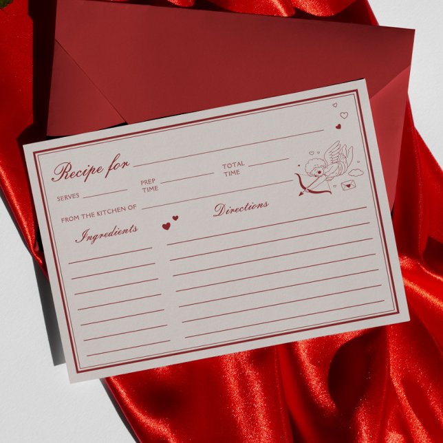 Burgundy Valentine Bridal Shower Recipe Card Einladung (Von Creator hochgeladen)