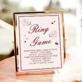 Burgundy Valentine Bridal Shower Ring Game Poster