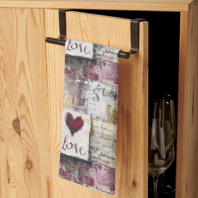 Burgundy Valentines Serie Design 2 Geschirrtuch (Drittel gefaltet)