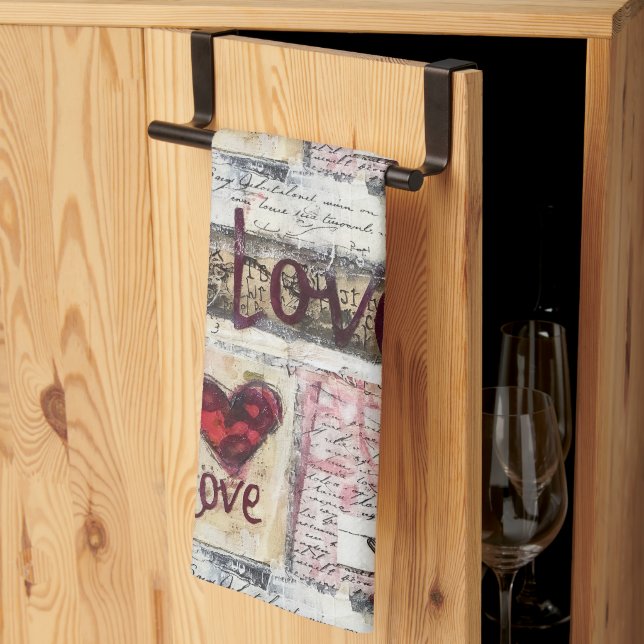 Burgundy Valentines Serie Design 7 Geschirrtuch (Drittel gefaltet)