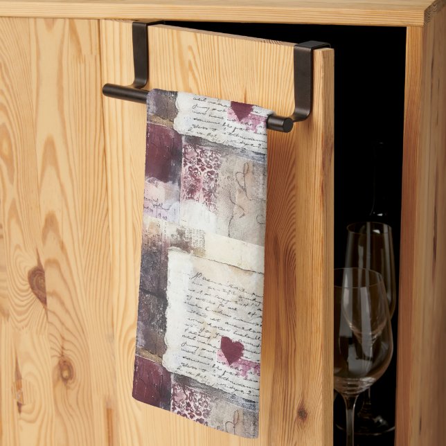 Burgundy Valentines Serie Design 9 Geschirrtuch (Drittel gefaltet)