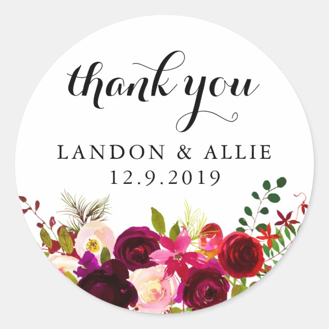 Burgundy Vielen Dank | Aufkleber (Vorderseite)