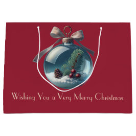 Burgundy Vintag Bow & Ornament Weihnachtsgeschenkt Große Geschenktüte