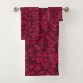 Burgundy Vintag Floral Badhandtuch Set