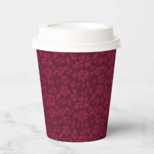 Burgundy Vintag Floral Pappbecher