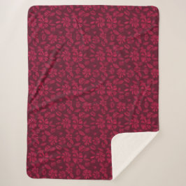 Burgundy Vintag Floral Sherpadecke