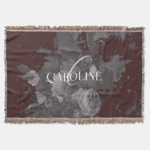 Burgundy Vintag Floral Still Life Stilvoll Decke