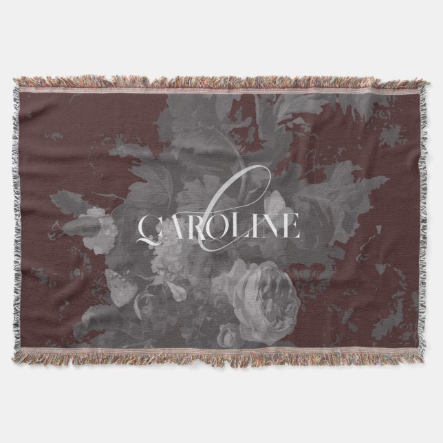 Burgundy Vintag Floral Still Life Stilvoll Decke (Vorderseite)