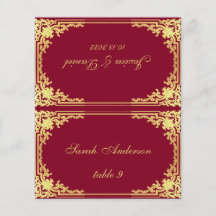 Burgundy Vintag Printname Wedding Platzkarte