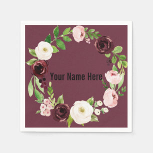 Burgundy Watercolor Blumenbaby Dusche Napkins Serviette