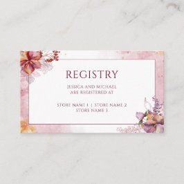 Burgundy Watercolor Fall Bouquet Wedding Registry Begleitkarte