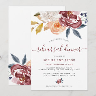 Burgundy Watercolor Floral Probe Einladung
