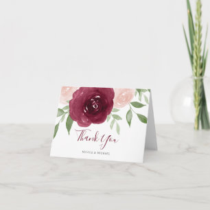 Burgundy Watercolor Floral Vielen Dank Dankeskarte