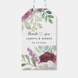 Burgundy Watercolor Floral Vielen Dank für Ihre Ho Geschenkanhänger