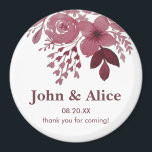 Burgundy Watercolor Floral Wedding Magnet<br><div class="desc">Ein eleganter,  bordeauxroter Hochzeitsmagnet mit floralen Wasserfarben,  der sich perfekt für Gaumenfreuden eignet.</div>