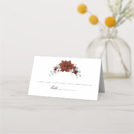 Burgundy Watercolor Floral Wedding Platzkarte