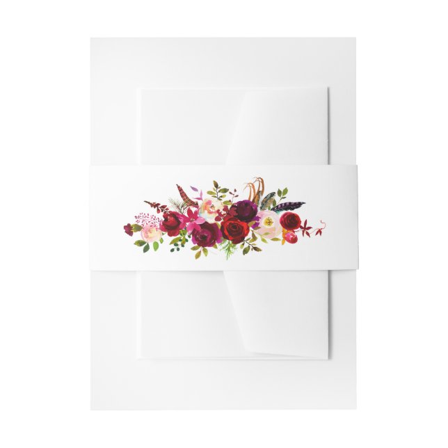 Burgundy Watercolor Florals, Feathers Bly Band (Vorderseite Beispiel)