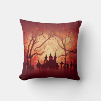 Burgundy Watercolor Halloween Kissen