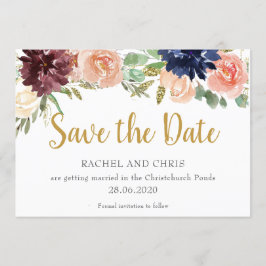 Burgundy Watercolor Hochzeit im Herbst Save the Da Einladung