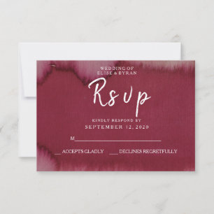 Burgundy Watercolor Paint Splash Wedding RSVP