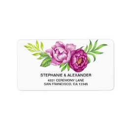 Burgundy Watercolor Peonies Address Labels Adressaufkleber