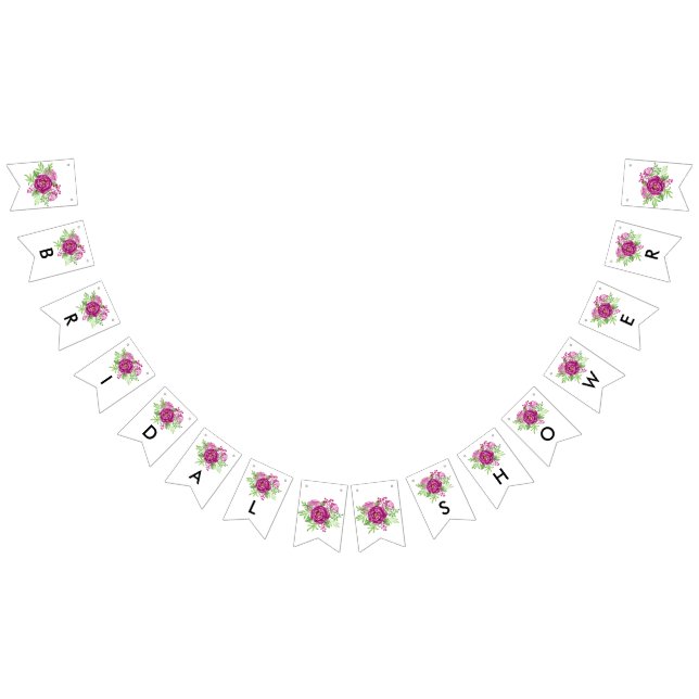 Burgundy Watercolor Peonies Brautparty Wimpelkette (Alle)