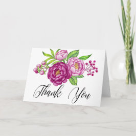 Burgundy Watercolor Peonies Wedding Vielen Dank Dankeskarte