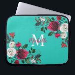 Burgundy Watercolor Peony Rosen Floral Mit Monogra Laptopschutzhülle<br><div class="desc">Botanische botanische Rose aus botanischer Tornflöte aus Burgund Laptop Schläfchen. Burgund, Marsala, Rose mit weißer Wasserfarbe, botanisches Blumendesign mit dunkelgrünen Blätter und Beeren auf türkisfarbenem oder aquaischem Hintergrund. Das elegante, handgeschriebene Typografie-Design mit Ihrem Namen, Monogramm und hübscher Fall, winterburgundische Peony Rose Bouquet. Die perfekte Wahl für Herbst oder Winter. #3334...</div>