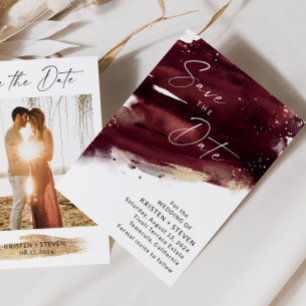 Burgundy Watercolor Save the Date Einladung