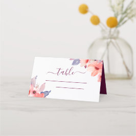 Burgundy Watercolor Wedding Floral Platzkarte
