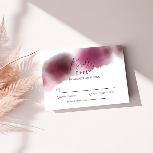 Burgundy Watercolor Wedding RSVP Enclosure Card (Von Creator hochgeladen)