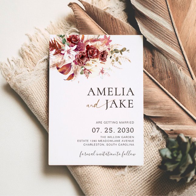 Burgundy We’re Getting Married Save the Date  (Von Creator hochgeladen)