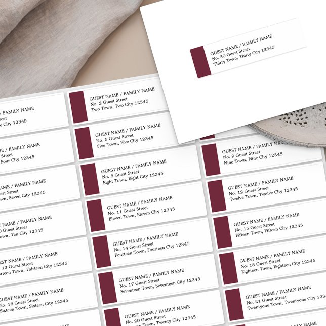 Burgundy Wedding 30 Guest Address Labels (Von Creator hochgeladen)