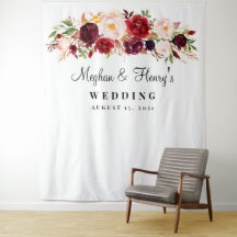 Burgundy Wedding Backdrop, Foto Booth Prop