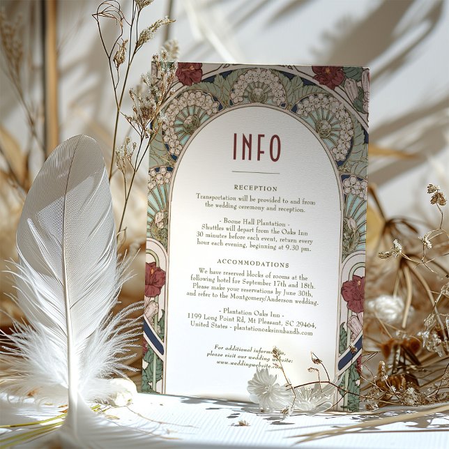 Burgundy Wedding Beilage INFO Vintag Art Nouveau Einladung (Von Creator hochgeladen)