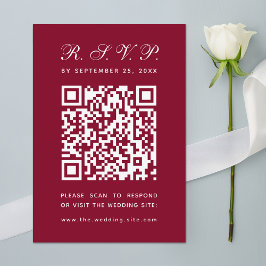 Burgundy Wedding Big QR Code Einfache Kalligrafie RSVP Karte