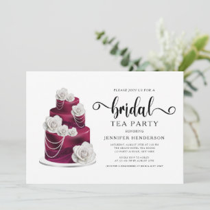 Burgundy Wedding Cake Brautparty Tee Party Einladung