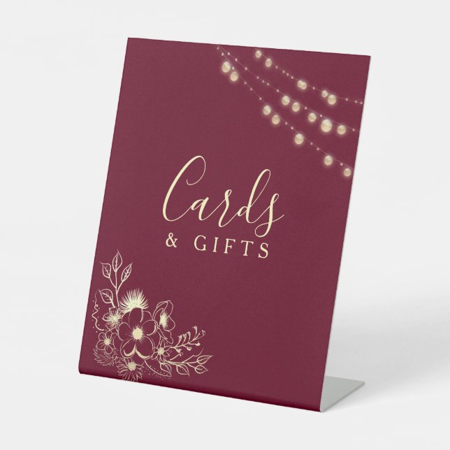 Burgundy Wedding Cards Zeichen Sockelschild (Vorderseite)