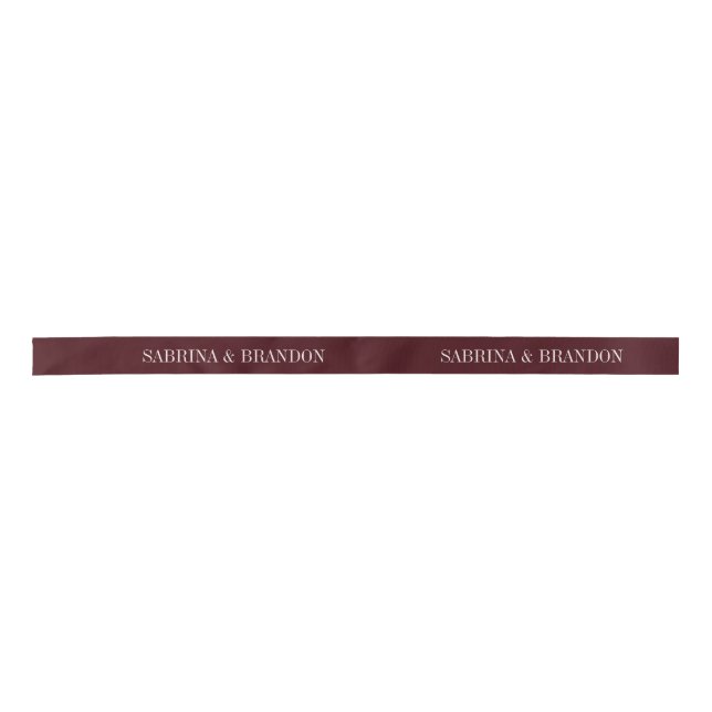 Burgundy Wedding Custom Names Pattern Satinband (Vorderseite)