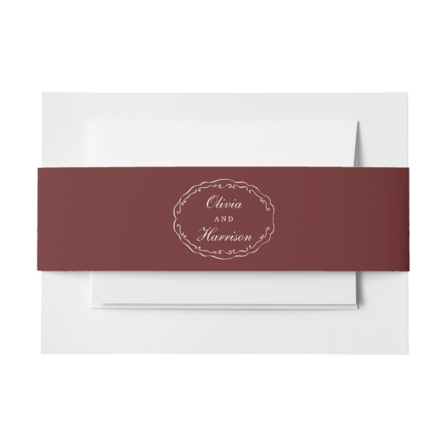 Burgundy Wedding Invitation Belly Band (Vorderseite Beispiel)