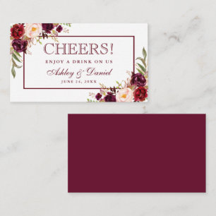 Burgundy Wedding Reception Drink Ticket Card Begleitkarte