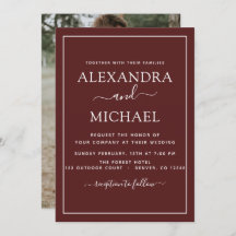 Burgundy Wedding Romantic Foto Einladung