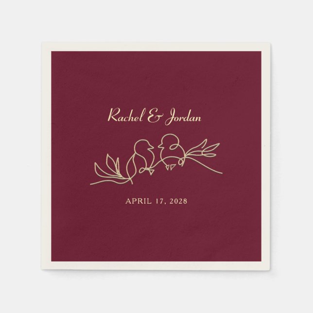 Burgundy Wedding Serviette (Vorderseite)