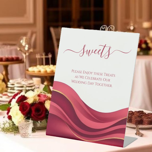 Burgundy Wedding Sweets Sockelschild (Burgundy Wedding Sweets Pedestal Sign)