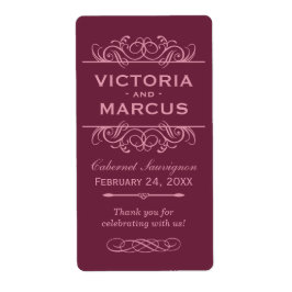 Burgundy Wedding Wine Bottle Monogram Fevor Labels