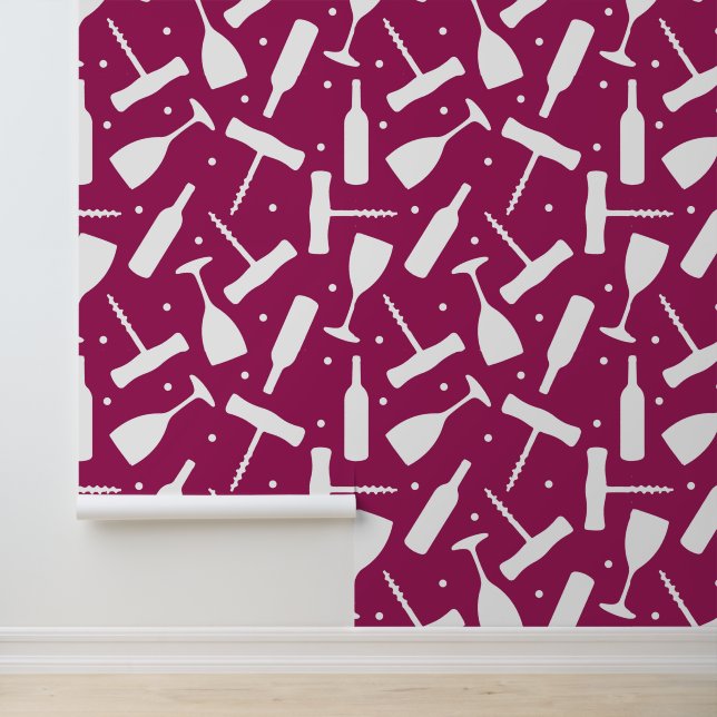 Burgundy Weinbrille und Corkschrauben Hochzeitssti Tapete (Anwendung)