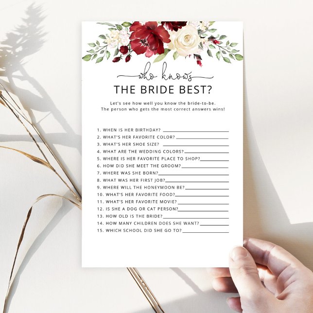 Burgundy Wer kennt das beste Spiel der Braut (Von Creator hochgeladen)