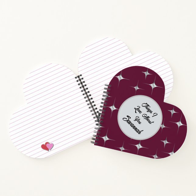 Burgundy What I Love About Your Romantic Valentine Notizbuch (Innenseite)