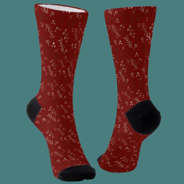 Burgundy Whimsy Doodle Crew Socks Socken (Von Creator hochgeladen)
