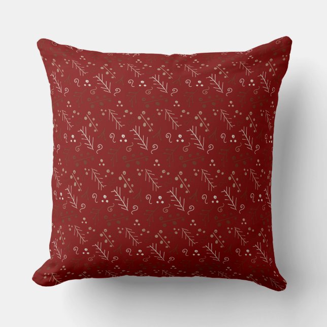 Burgundy Whimsy Doodle Throw Kissen (Vorderseite)